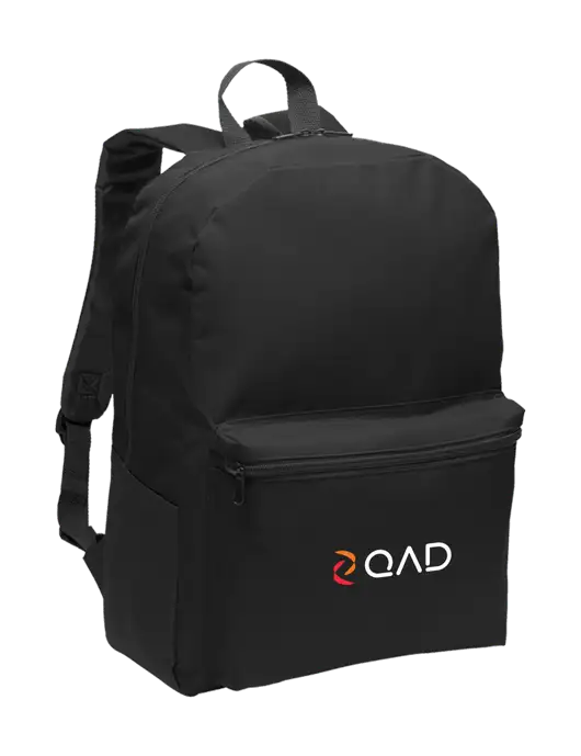Casual Black Lightweight Laptop Backpack w/QAD Logo