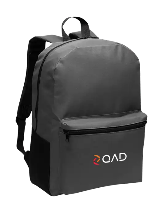 Casual Dark Charcoal Lightweight Laptop Backpack w/QAD Logo