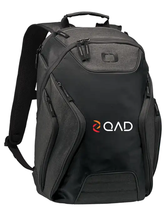OGIO Black/Heather Grey Hatch Laptop Backpack
 w/QAD Logo