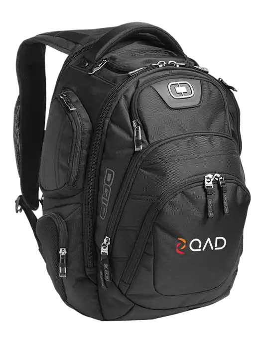 OGIO Black Stratagem Laptop Backpack w/QAD Logo