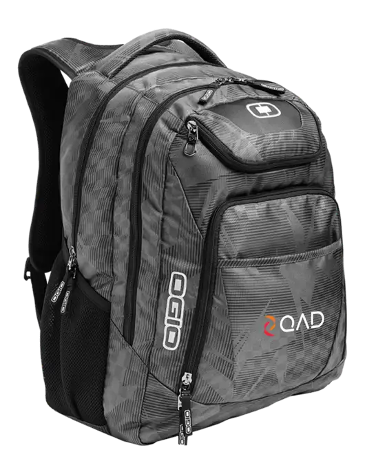 OGIO Race Day Silver Excelsior Laptop Backpack w/QAD Logo
