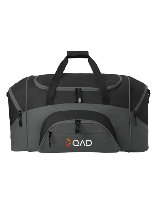 Standard Colorblock Black/Dark Grey Sport Duffel w/QAD Logo