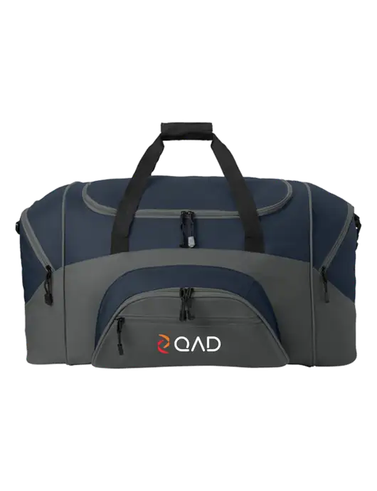 Standard Colorblock Navy/Dark Grey Sport Duffel w/QAD Logo