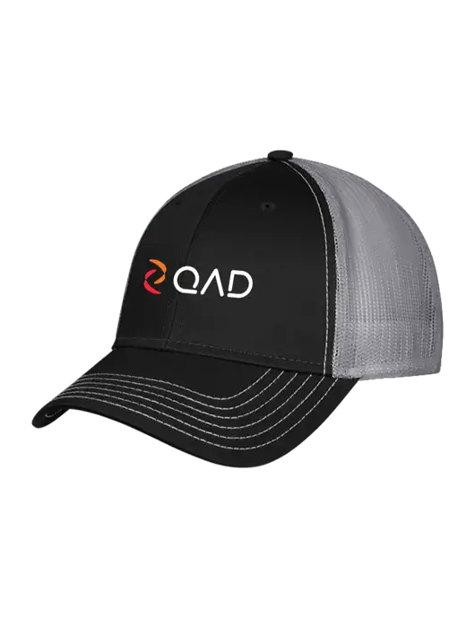Black & Grey Mesh Trucker Cap Snap Back w/QAD Logo