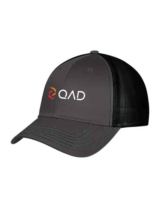 Charcoal & Black Mesh Trucker Cap Snap Back w/QAD Logo