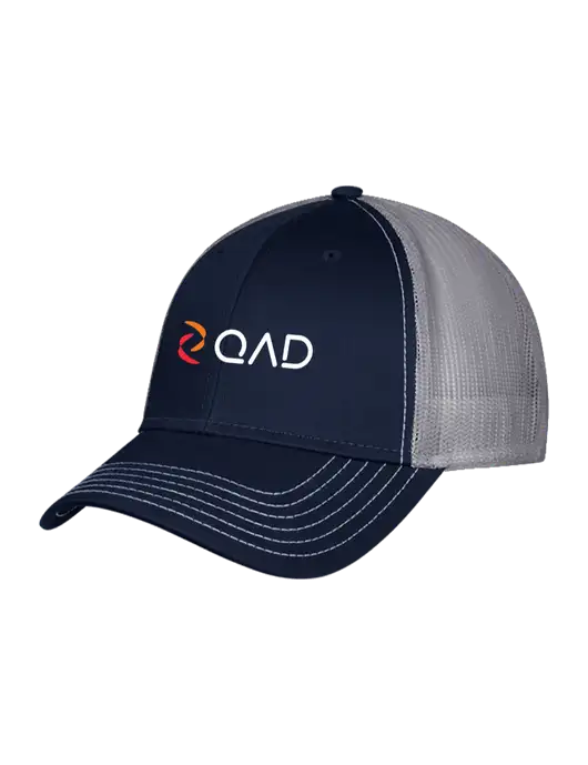 Navy & Grey Mesh Trucker Cap Snap Back w/QAD Logo