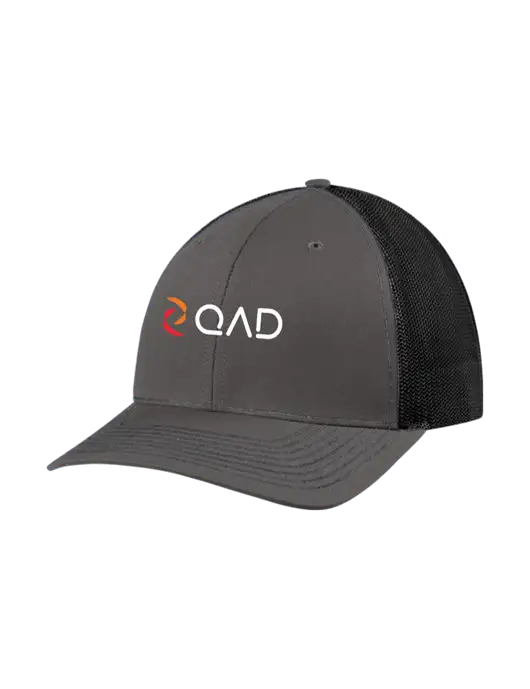 Richardson Adjustable Snapback Original 112 Trucker Cap Dark Grey w/Black Mesh w/QAD Logo