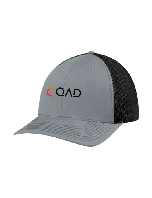 Richardson Adjustable Snapback Original 112 Trucker Cap Heather Grey w/Black Mesh w/QAD Logo