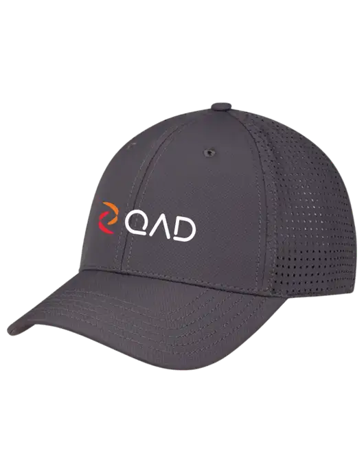 Charcoal Performance Stretchable Cap Hook & Loop w/QAD Logo