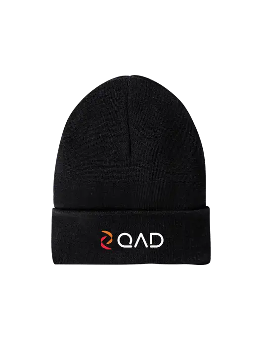 Recycled Black Beanie w/QAD Logo