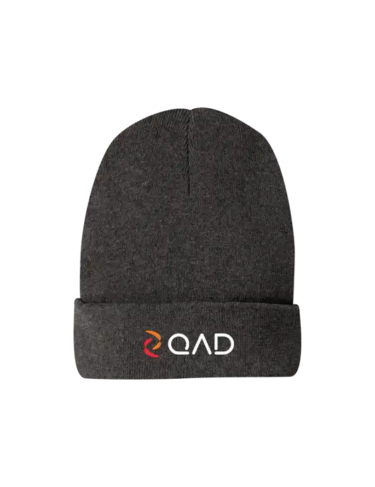 Recycled Charcoal Heather Beanie w/QAD Logo