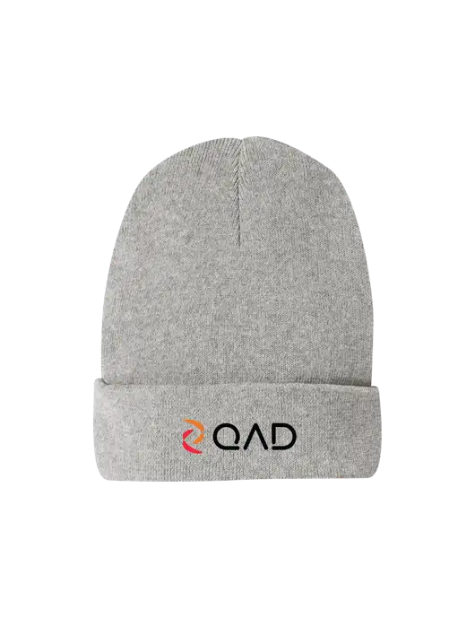 Recycled Light Heather Grey Beanie w/QAD Logo
