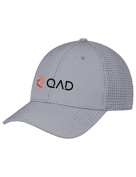 Grey Performance Stretchable Cap Hook & Loop w/QAD Logo