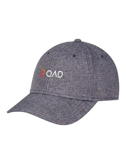 Heather Charcoal Structured Linen Look Cap Hook & Loop w/QAD Logo