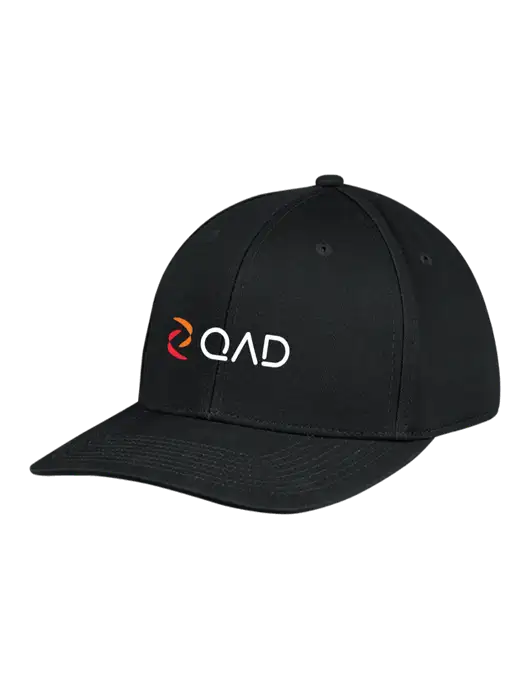 Premium Modern Structured Twill Black Snapback Cap w/QAD Logo