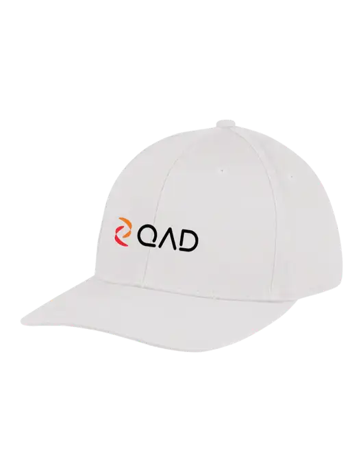 Premium Modern Structured Twill White Snapback Cap w/QAD Logo
