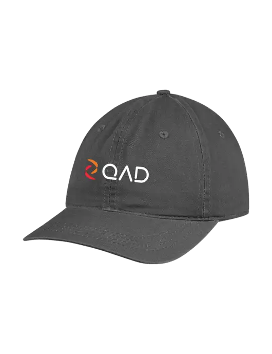 Garment Washed Unstructured Twill Charcoal Cap w/QAD Logo