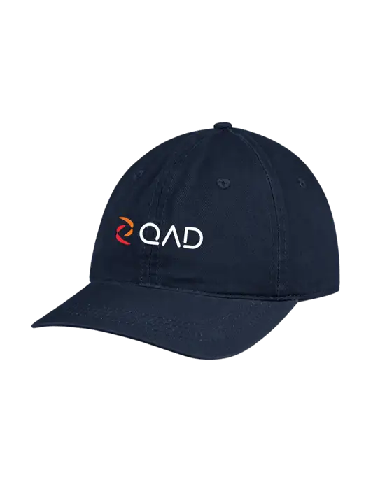 Garment Washed Unstructured Twill Navy Cap w/QAD Logo
