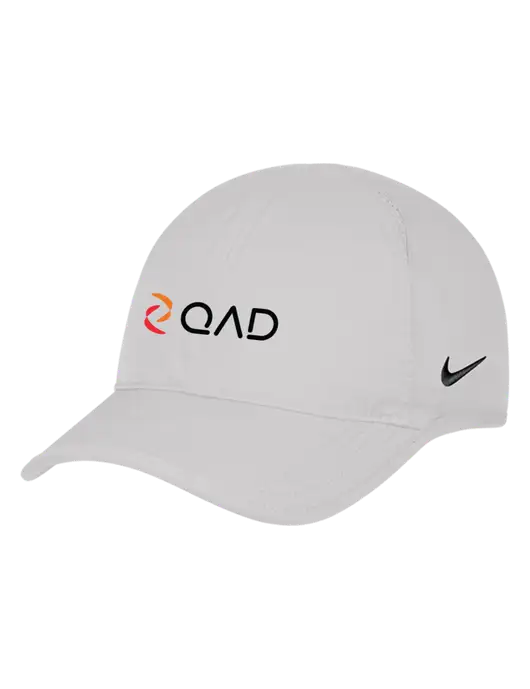 Nike White Featherlight Cap w/QAD Logo