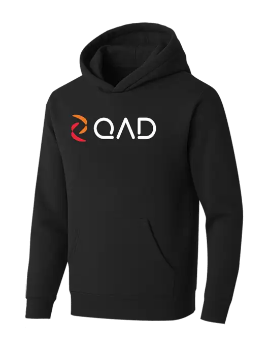 BELLA+CANVAS Black Sponge Fleece Pullover Hoodie w/QAD Logo