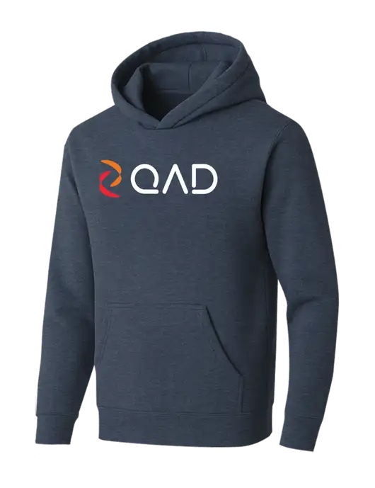 BELLA+CANVAS Heather Navy Sponge Fleece Pullover Hoodie w/QAD Logo