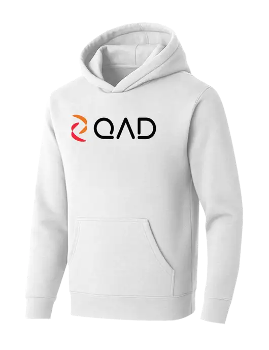 BELLA+CANVAS Heathered White Sponge Fleece Pullover Hoodie w/QAD Logo