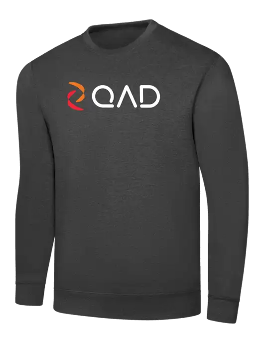 Dark Heather Grey 7.8 oz Ring Spun Crew Sweatshirt w/QAD Logo