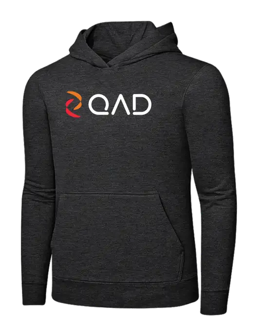 Dark Heather Grey 7.8 oz Ring Spun Hooded Sweatshirt w/QAD Logo