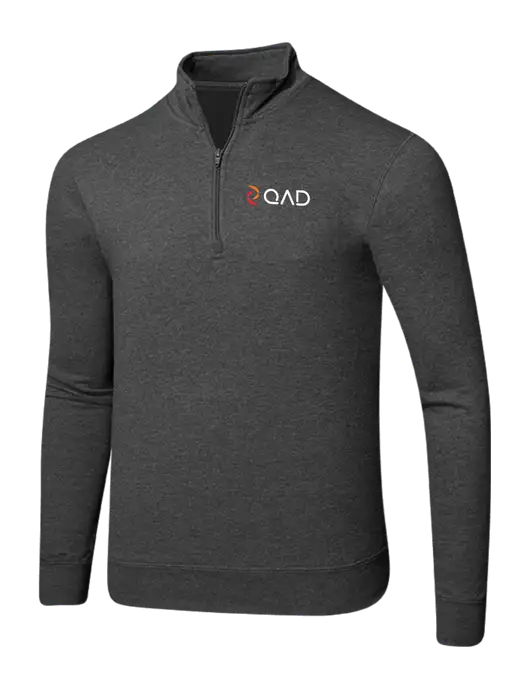 Dark Heather Grey 8.5 oz Ring Spun 1/4 Zip Pullover Sweatshirt w/QAD Logo