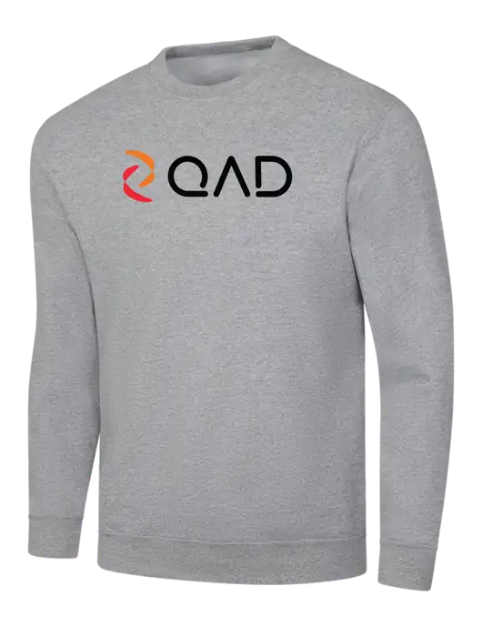 Light Grey Heather 7.8 oz Ring Spun Crew Sweatshirt w/QAD Logo