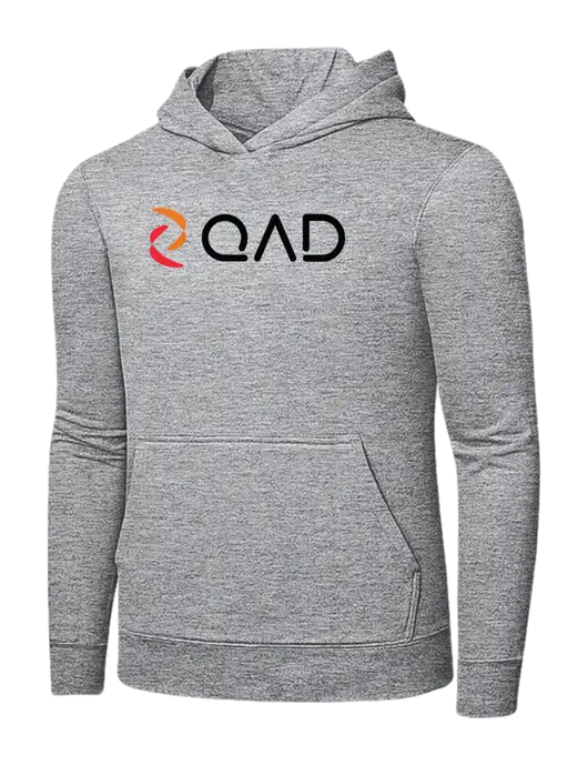 Light Grey Heather 7.8 oz Ring Spun Hooded Sweatshirt w/QAD Logo