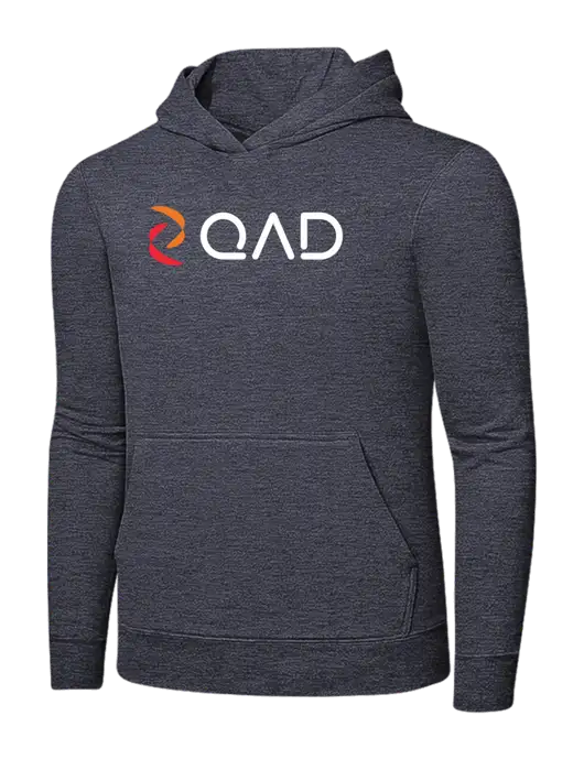 Heather Navy 7.8 oz Ring Spun Hooded Sweatshirt w/QAD Logo