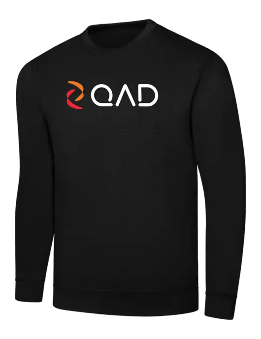 Black 7.8 oz Ring Spun Crew Sweatshirt w/QAD Logo