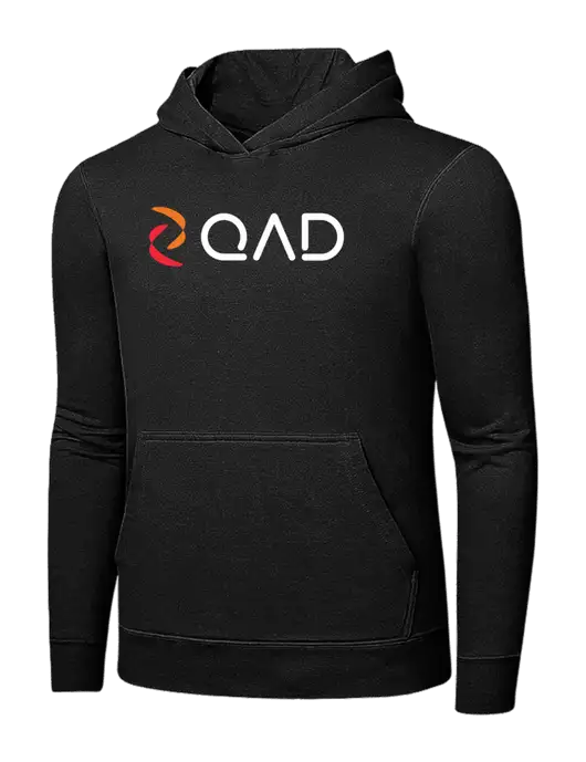 Jet Black 7.8 oz Ring Spun Hooded Sweatshirt w/QAD Logo