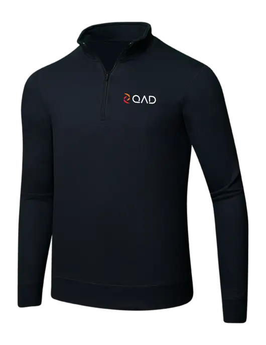 Jet Black 8.5 oz Ring Spun 1/4 Zip Pullover Sweatshirt w/QAD Logo