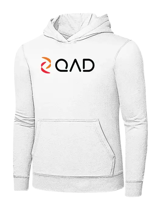 White 7.8 oz Ring Spun Hooded Sweatshirt w/QAD Logo