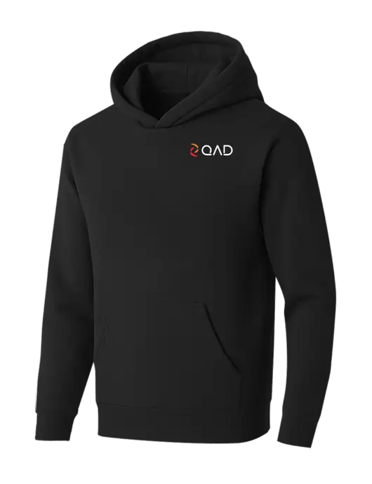 BELLA+CANVAS Black Sponge Fleece Pullover Hoodie w/QAD Logo