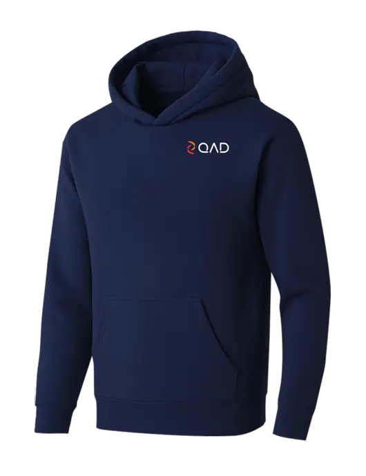 BELLA+CANVAS Navy Sponge Fleece Pullover Hoodie w/QAD Logo