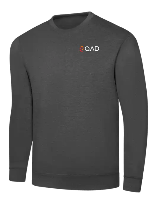 Charcoal 7.8 oz Ring Spun Crew Sweatshirt w/QAD Logo