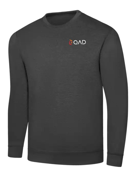 Dark Heather Grey 7.8 oz Ring Spun Crew Sweatshirt w/QAD Logo
