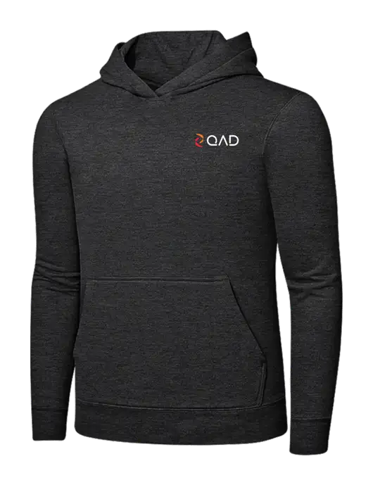 Dark Heather Grey 7.8 oz Ring Spun Hooded Sweatshirt w/QAD Logo