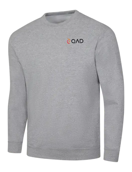 Light Grey Heather 7.8 oz Ring Spun Crew Sweatshirt w/QAD Logo
