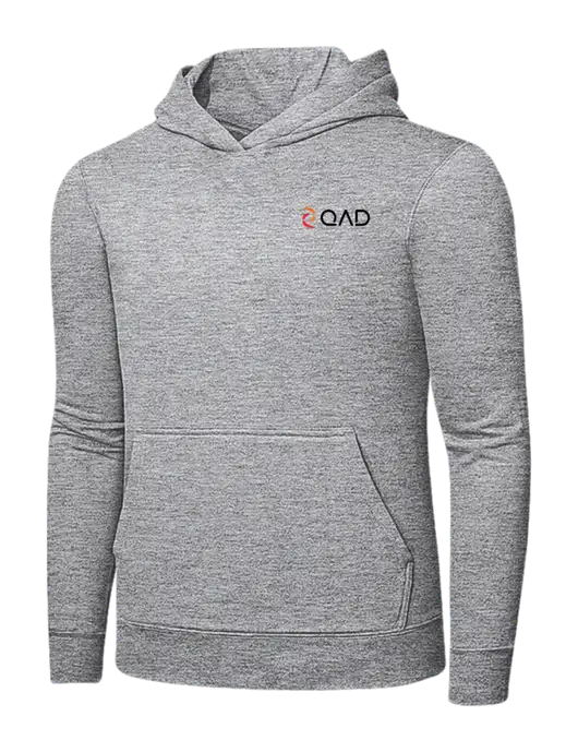 Light Grey Heather 7.8 oz Ring Spun Hooded Sweatshirt w/QAD Logo