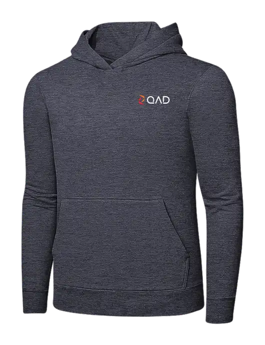 Heather Navy 7.8 oz Ring Spun Hooded Sweatshirt w/QAD Logo