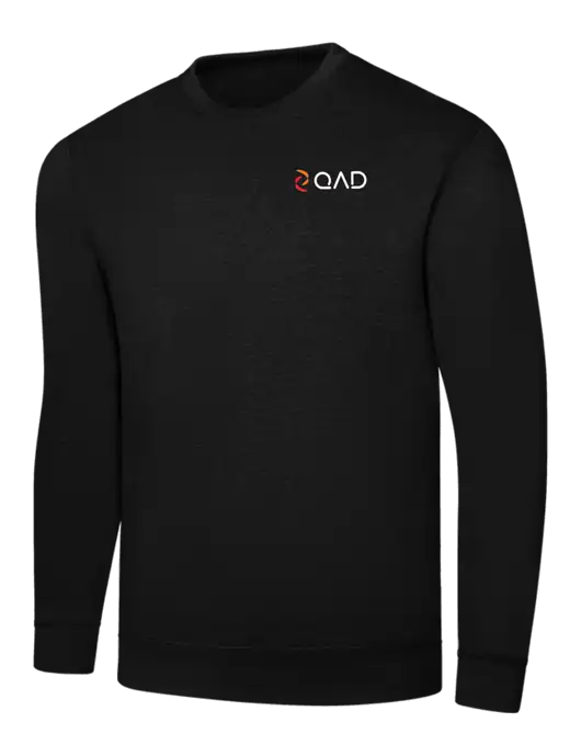Black 7.8 oz Ring Spun Crew Sweatshirt w/QAD Logo