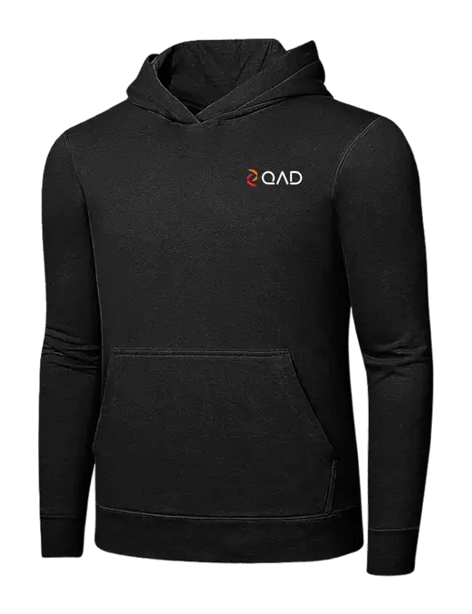 Jet Black 7.8 oz Ring Spun Hooded Sweatshirt w/QAD Logo
