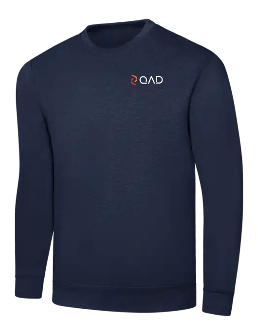 Navy 7.8 oz Ring Spun Crew Sweatshirt w/QAD Logo
