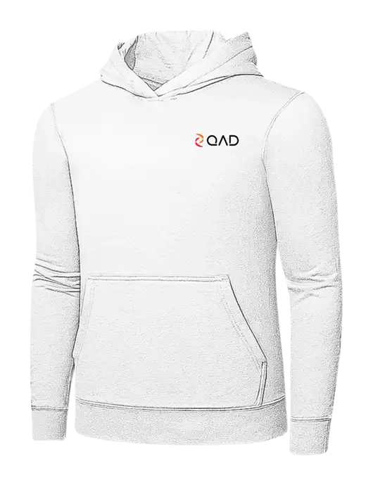 White 7.8 oz Ring Spun Hooded Sweatshirt w/QAD Logo