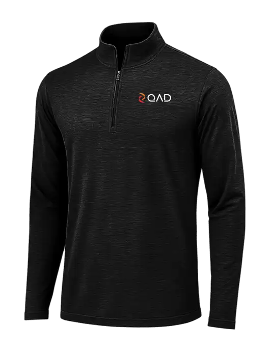 Black Triad Solid Posicharge Tri-Blend Wicking 1/4 Zip Pullover w/QAD Logo