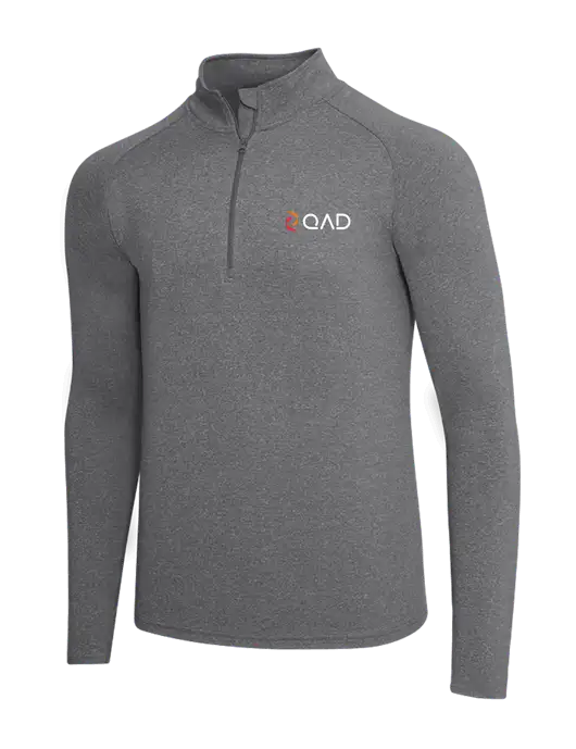 Dark Grey Heather Sport Wick Stretch 1/4 Zip Pullover w/QAD Logo